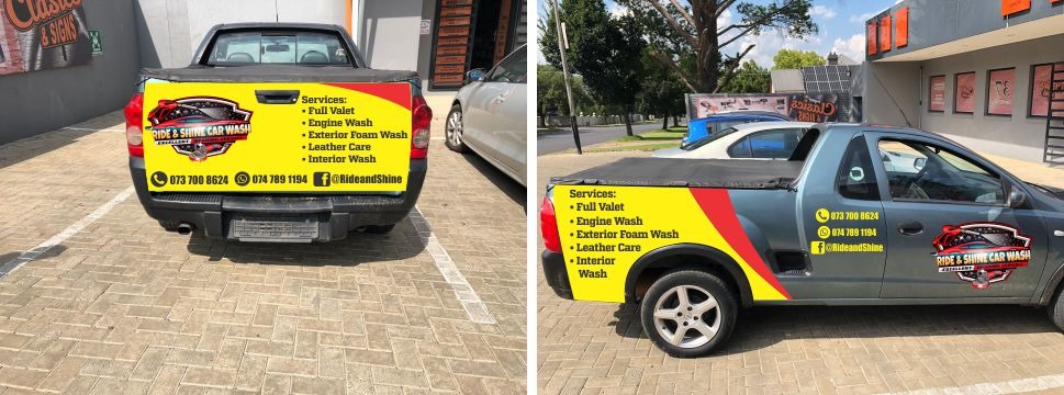 Ride and Shine branded bakkie in Standerton